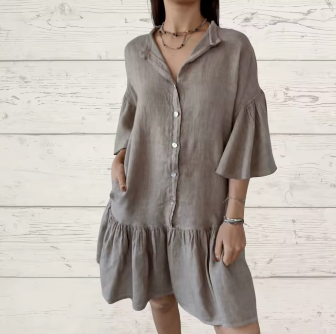 Vestido Luna - De Linho Premium - Conforto e Qualidade (O Famoso das Fashionistas Europeia)