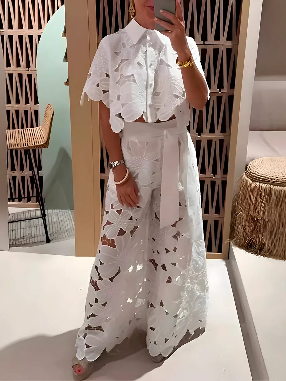 Conjunto Pluzi Calça + Camisa de Renda Leve e Soltinha (Primavera 2025)