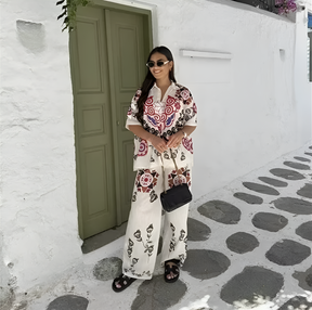 Conjunto Karm - Estampado com Botões (O Sucesso Europeu)