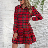 Vestido Xadrez de Manga Comprida Natal 2026