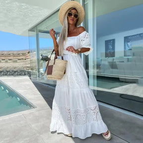 Vestido de Renda Mariana - Longo de Manga Curta