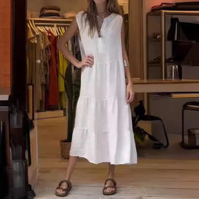 Vestido Marina - Linho - Longo Leve e Soltinho (Inspirado no Verão Europeu)