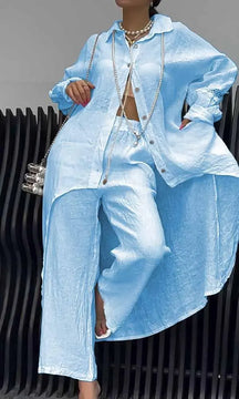 Conjunto Lara - Feito em Linho Premium - Calça de Cintura Elástica (Queridinho das Blogueiras)