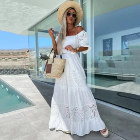 Vestido de Renda Mariana - Longo de Manga Curta