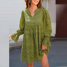 Vestido Valen - Manga Longa Gola V - Charme Europeu