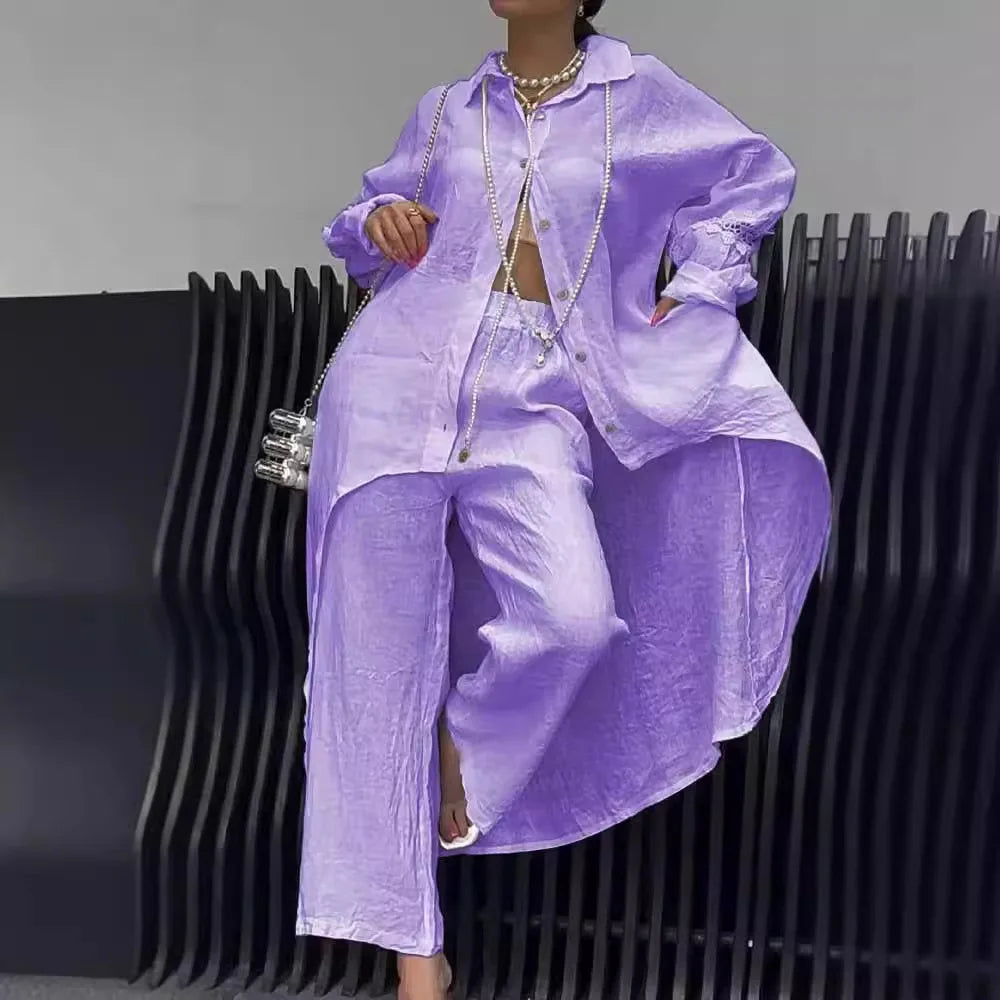 Conjunto Lara - Feito em Linho Premium - Calça de Cintura Elástica (Queridinho das Blogueiras)