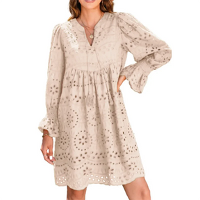 Vestido Valen - Manga Longa Gola V - Charme Europeu