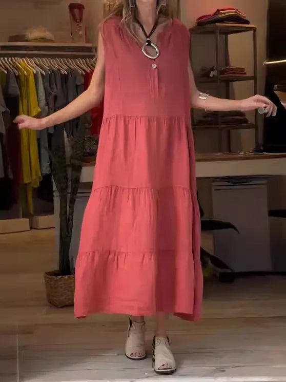 Vestido Marina - Linho - Longo Leve e Soltinho (Inspirado no Verão Europeu)