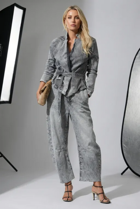 Conjunto Marieza - Jeans - Jaqueta + Calça (Favorito das Blogueiras)